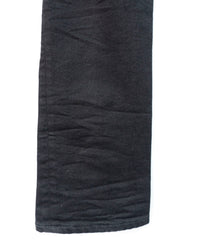Leather Patchwork Denim Pants - BLACK