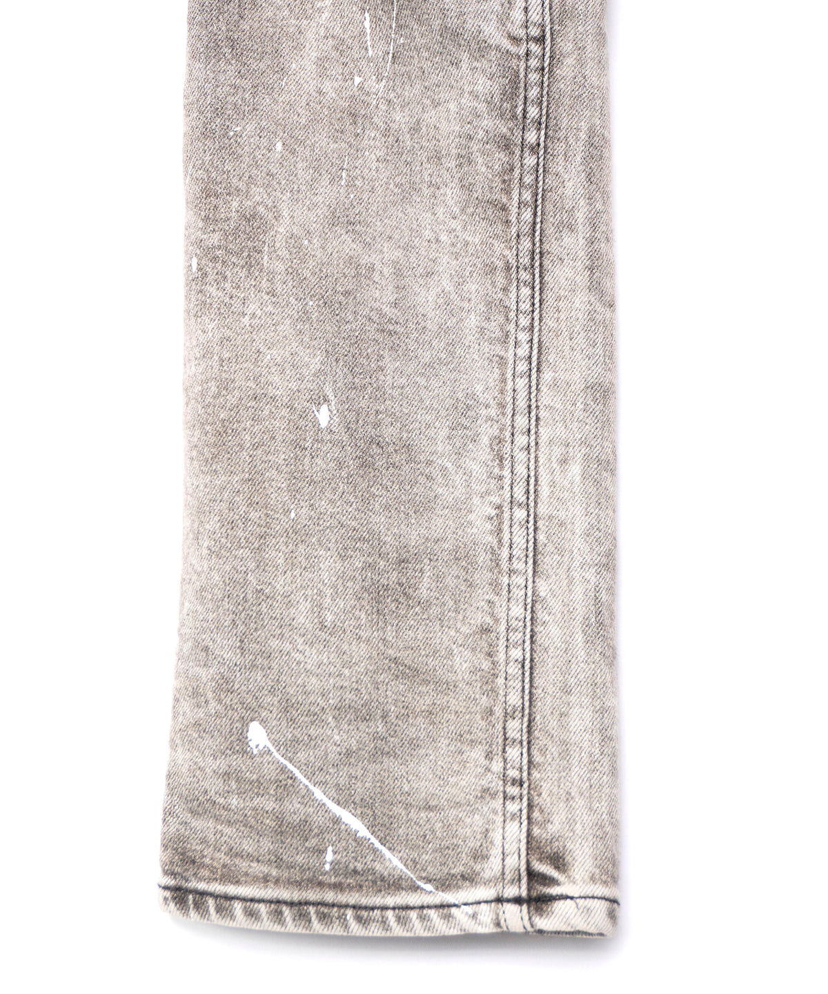 Leather patchwork denim pants - WHITE