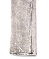 Leather patchwork denim pants - WHITE