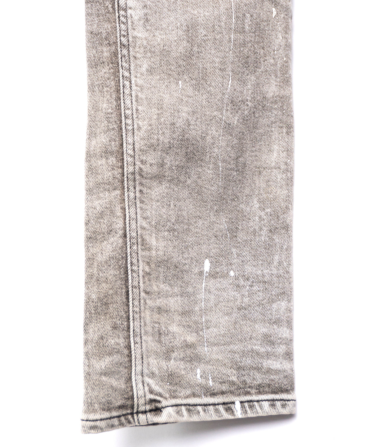 Leather patchwork denim pants - WHITE