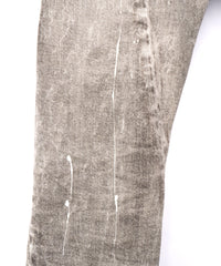 Leather patchwork denim pants - WHITE
