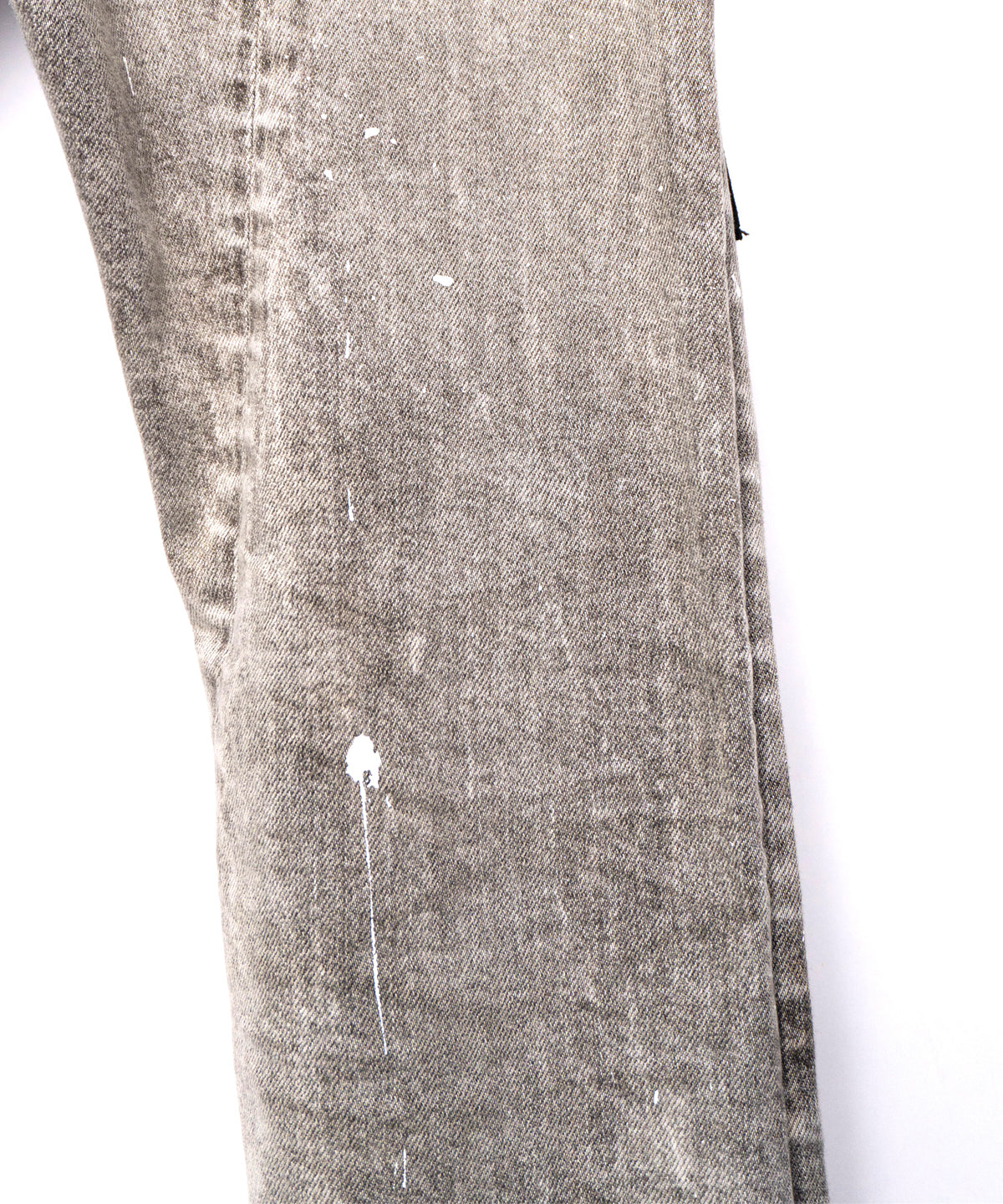 Leather patchwork denim pants - WHITE