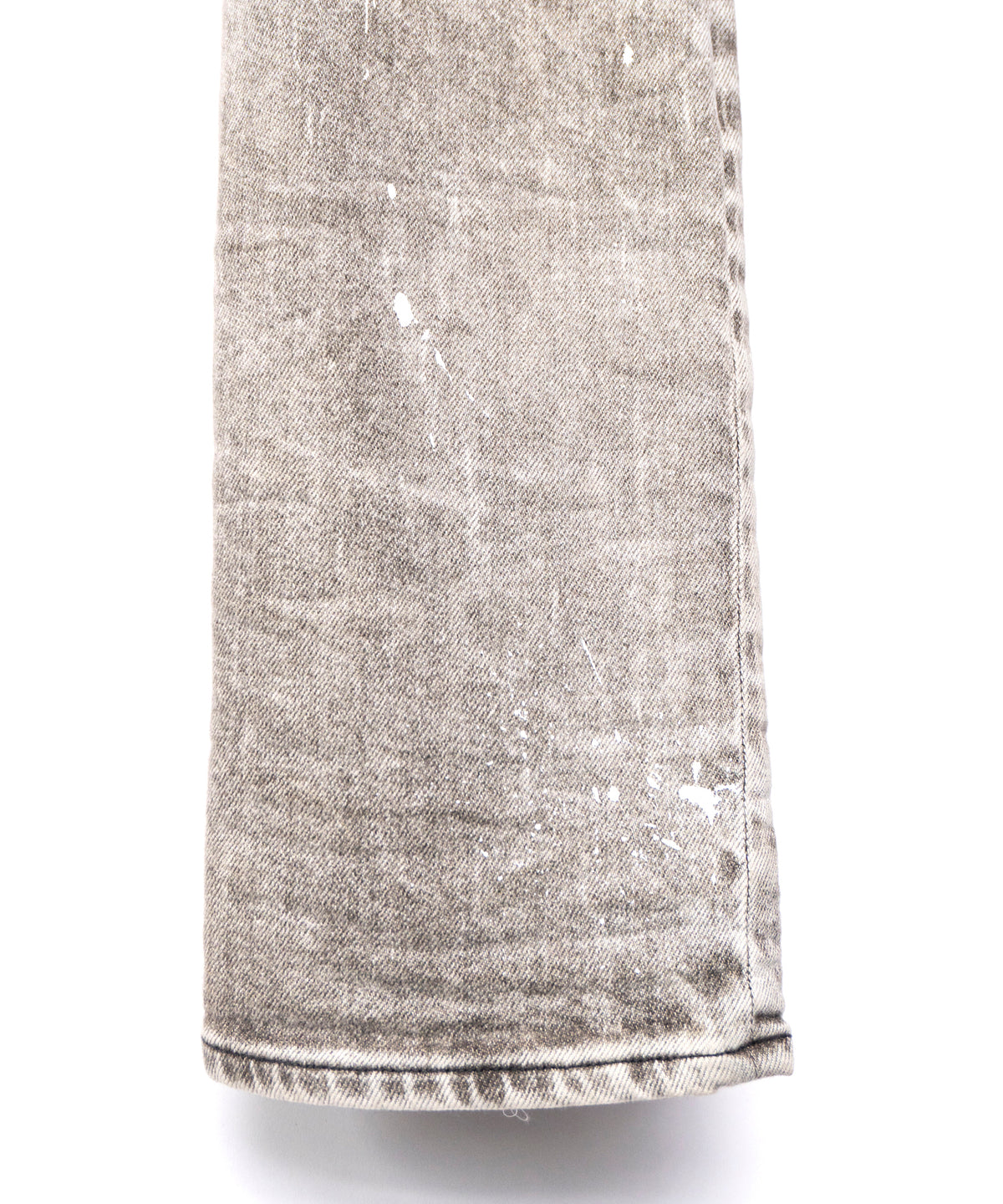 Leather patchwork denim pants - WHITE