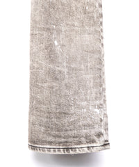 Leather patchwork denim pants - WHITE