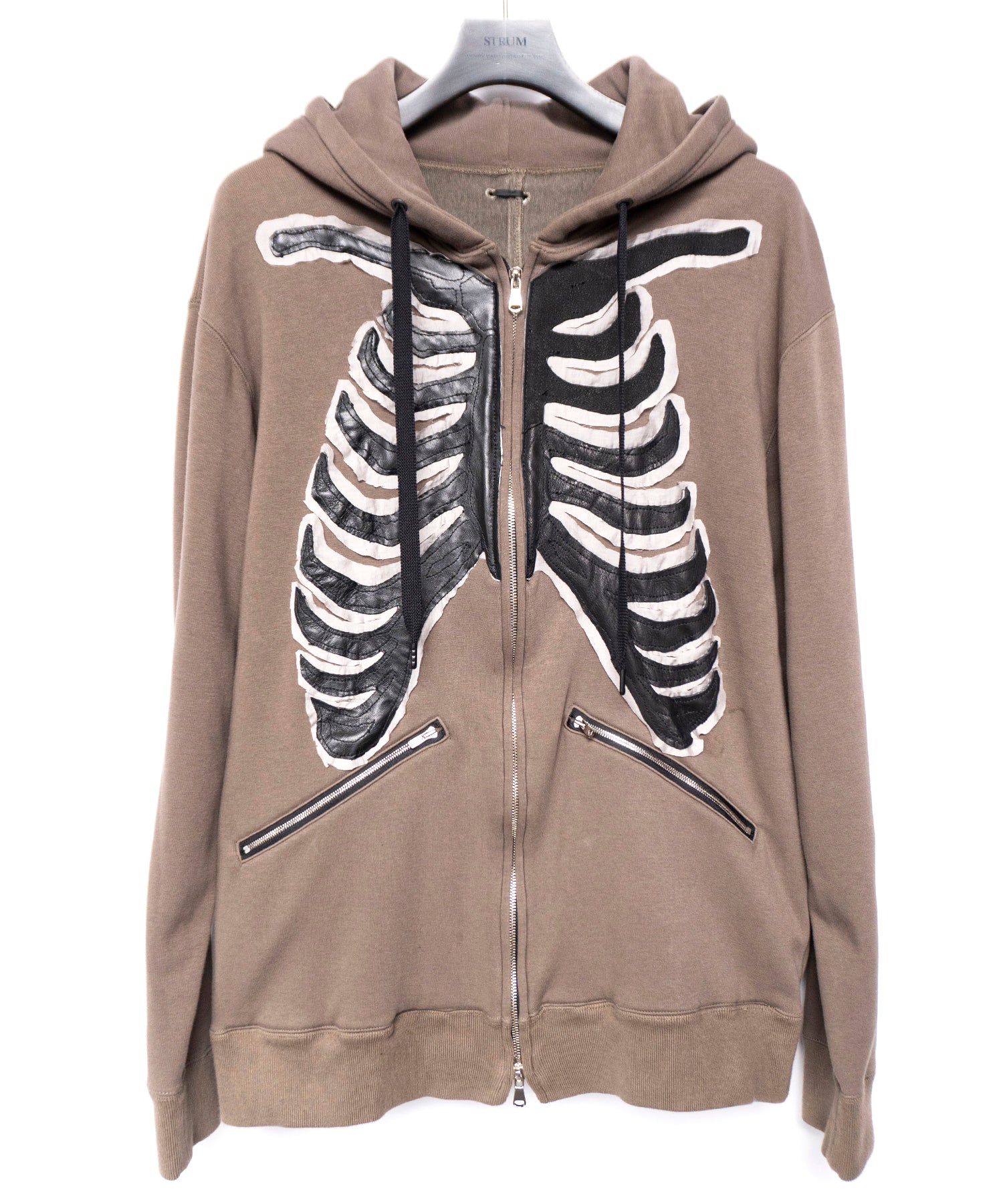 Load image into Gallery viewer, Zip-up Bone Hoodie - KHAKI