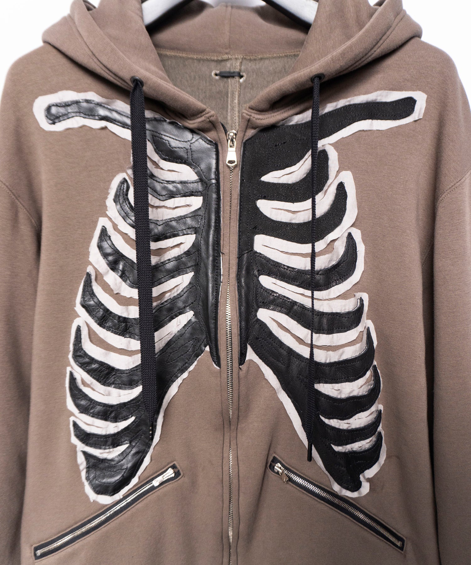 Load image into Gallery viewer, Zip-up Bone Hoodie - KHAKI