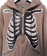 Load image into Gallery viewer, Zip-up Bone Hoodie - KHAKI
