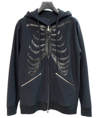 Zip-up Bone Hoodie - BLACK