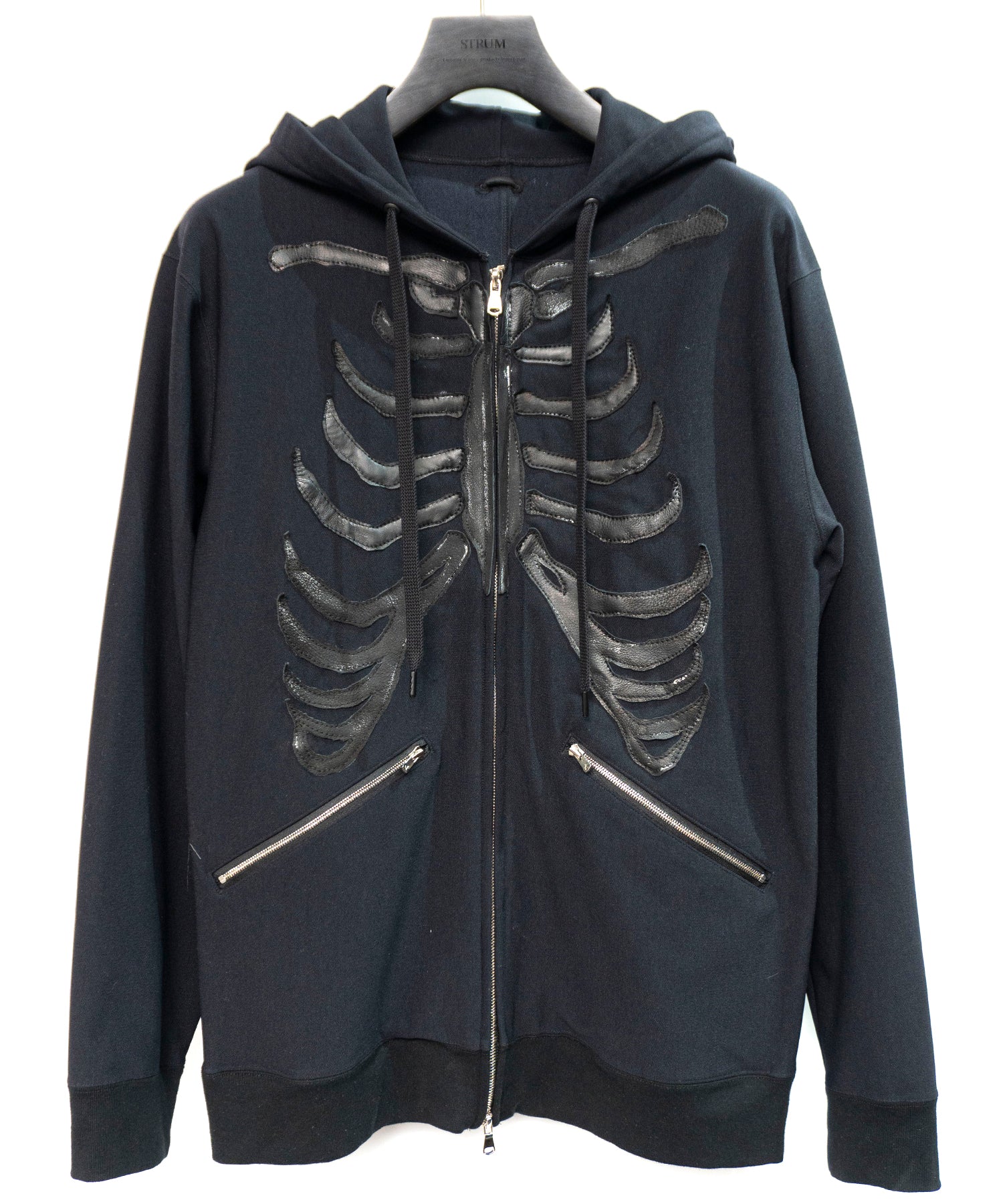 Load image into Gallery viewer, Zip-up Bone Hoodie - BLACK