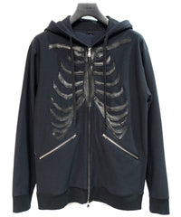 Load image into Gallery viewer, Zip-up Bone Hoodie - BLACK