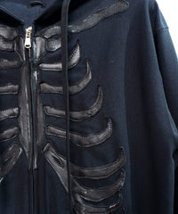 Zip-up Bone Hoodie - BLACK