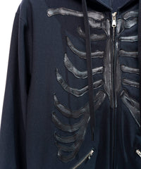 Zip-up Bone Hoodie - BLACK