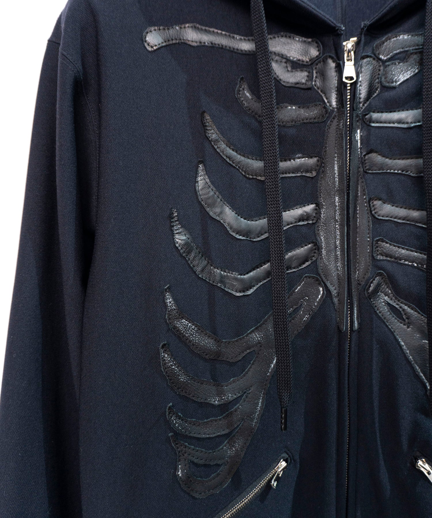 Load image into Gallery viewer, Zip-up Bone Hoodie - BLACK