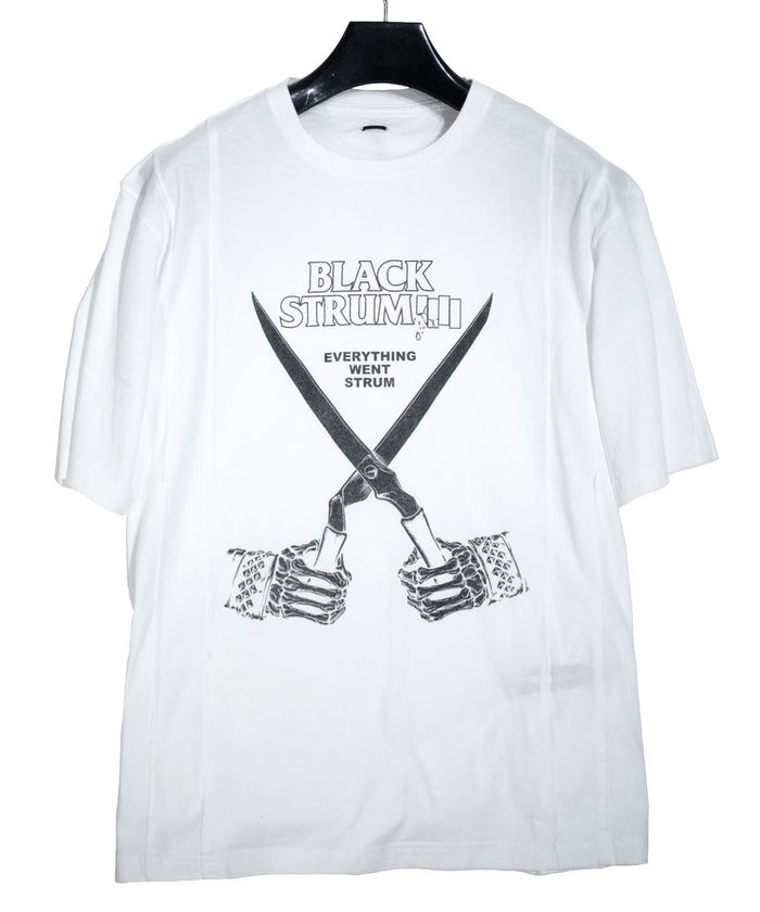 【直営限定】30/- ナチュラルソフト天竺 BLACK STRUM ワイド Tシャツ - WHITE
