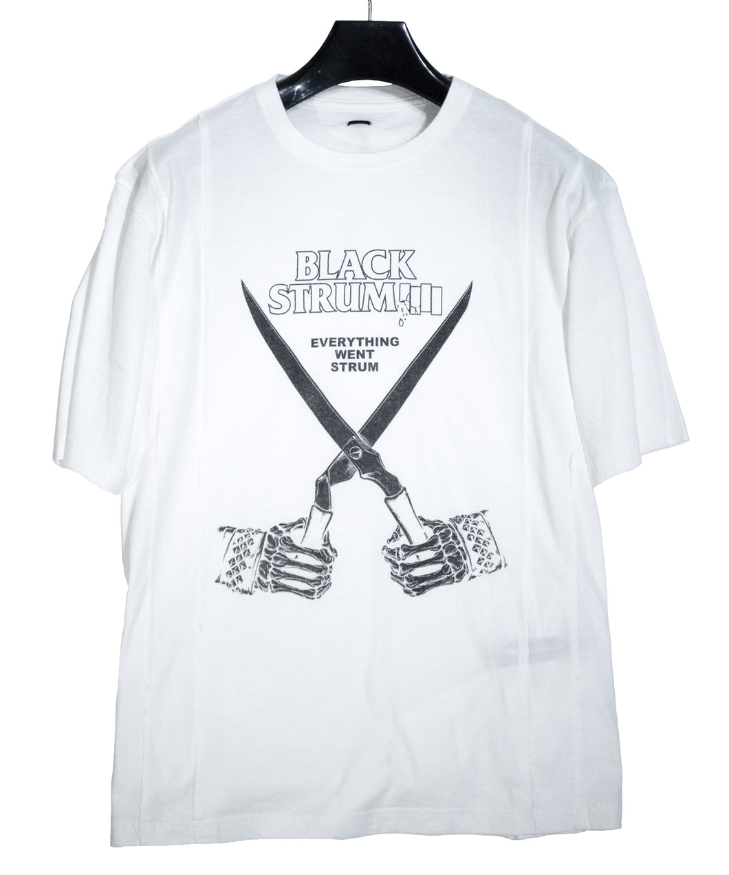 【Flagship shop limited color】Natural Soft Cotton Oversize BLACK STRUM Crew Neck T-shirt - WHITE