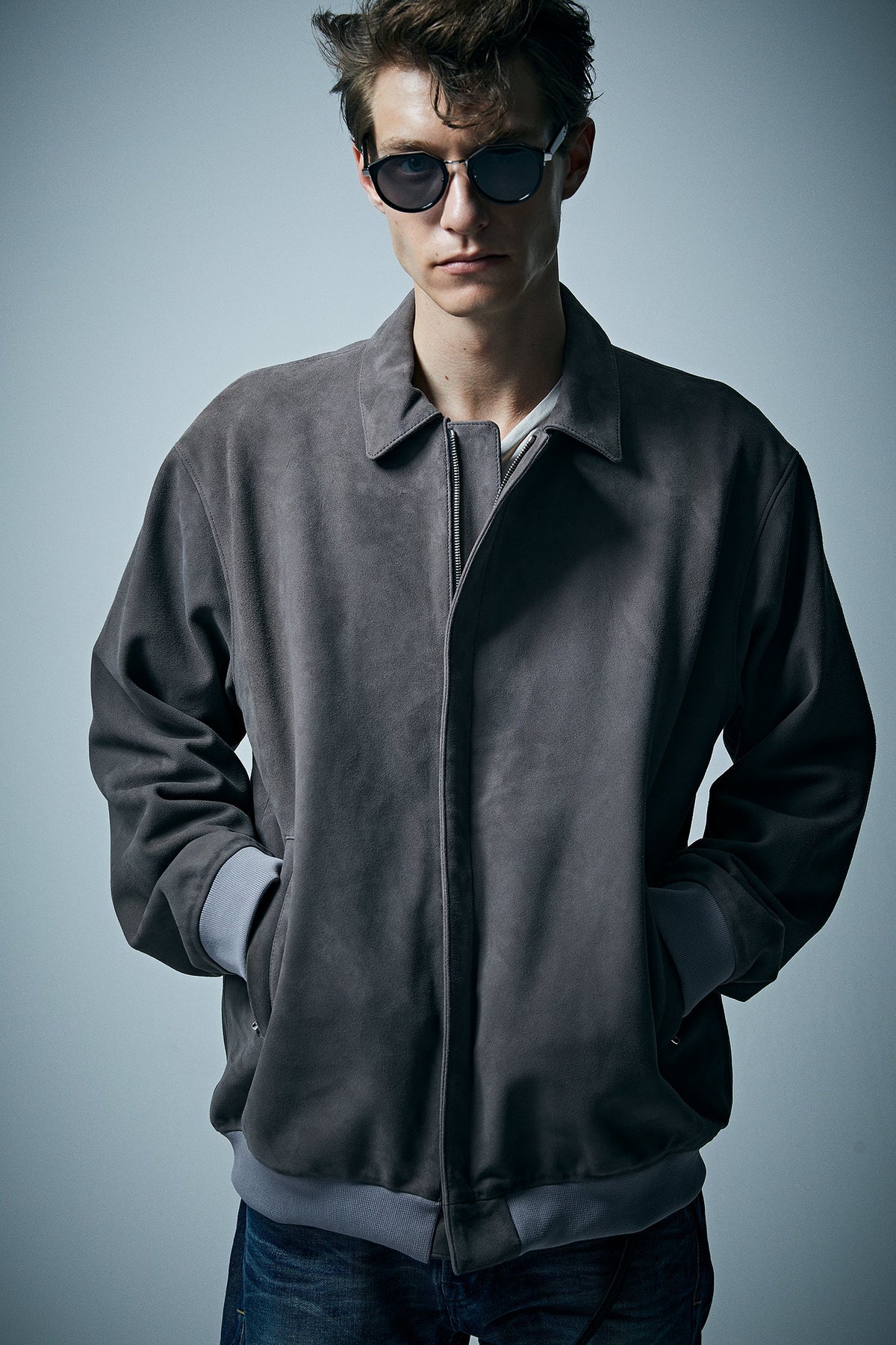 Suede Sheepskin DUKE Ribbed Blouson - GRAIGE