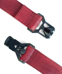 ベジタブルタンニン鞣し ダブルショルダー Burning Dyed - 燃焼製品染め HIGH THROTTLE ボディーバッグ - DEEP RUBY