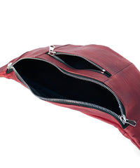 ベジタブルタンニン鞣し ダブルショルダー Burning Dyed - 燃焼製品染め HIGH THROTTLE ボディーバッグ - DEEP RUBY