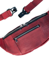 ベジタブルタンニン鞣し ダブルショルダー Burning Dyed - 燃焼製品染め HIGH THROTTLE ボディーバッグ - DEEP RUBY