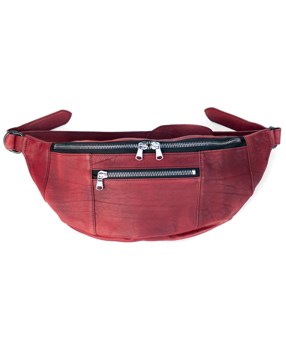 ベジタブルタンニン鞣し ダブルショルダー Burning Dyed - 燃焼製品染め HIGH THROTTLE ボディーバッグ - DEEP RUBY