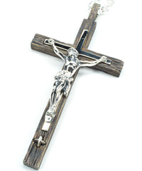 Load image into Gallery viewer, Cross necklace (driftwood processing / mirror polish)