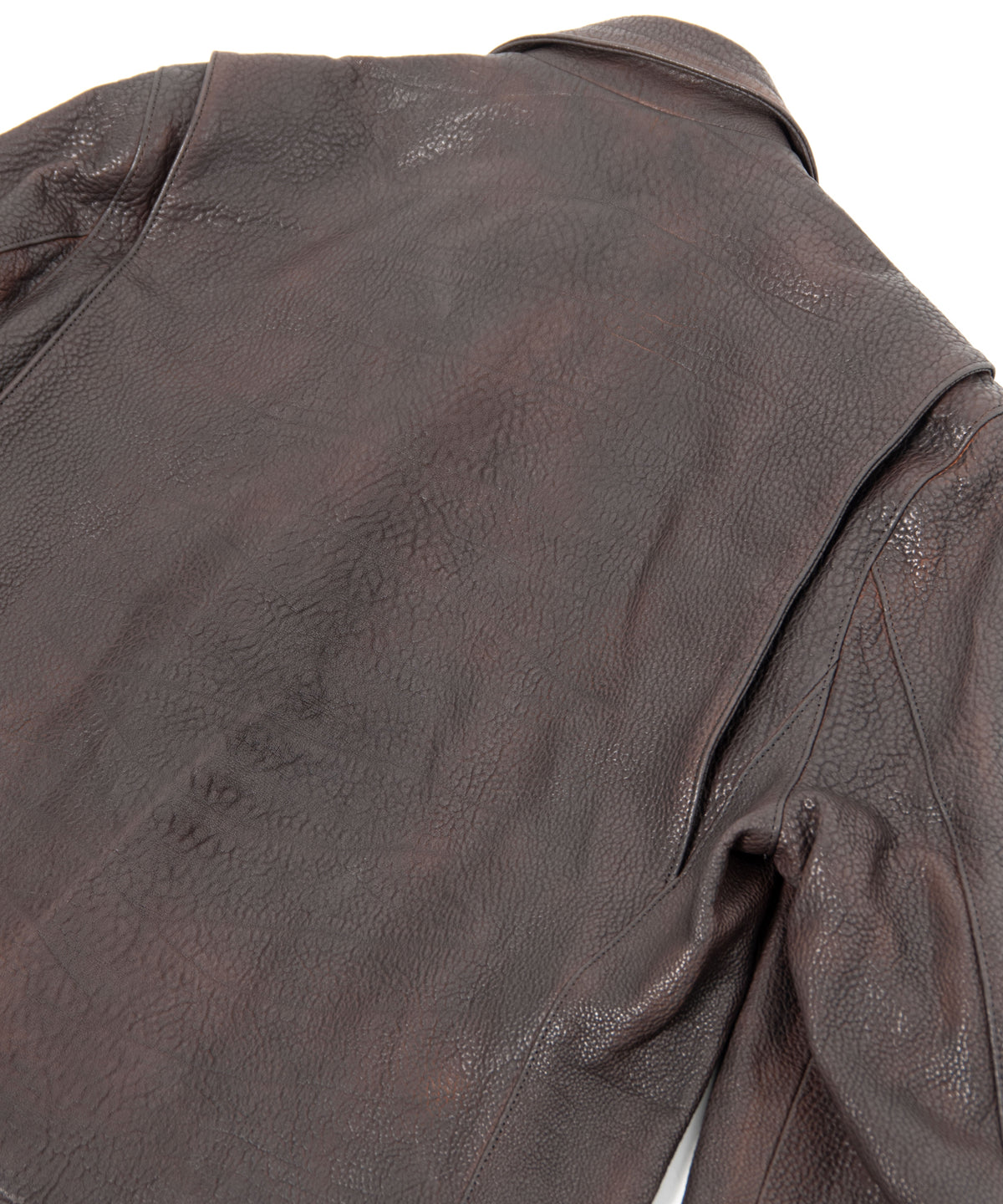 フルベジタブルタンニン鞣し イタリアン シュリンク ダブルショルダー 燃焼製品染め Burning Dyed  M.JOEY ダブルライダースジャケット - NIGHTFALL BLACK