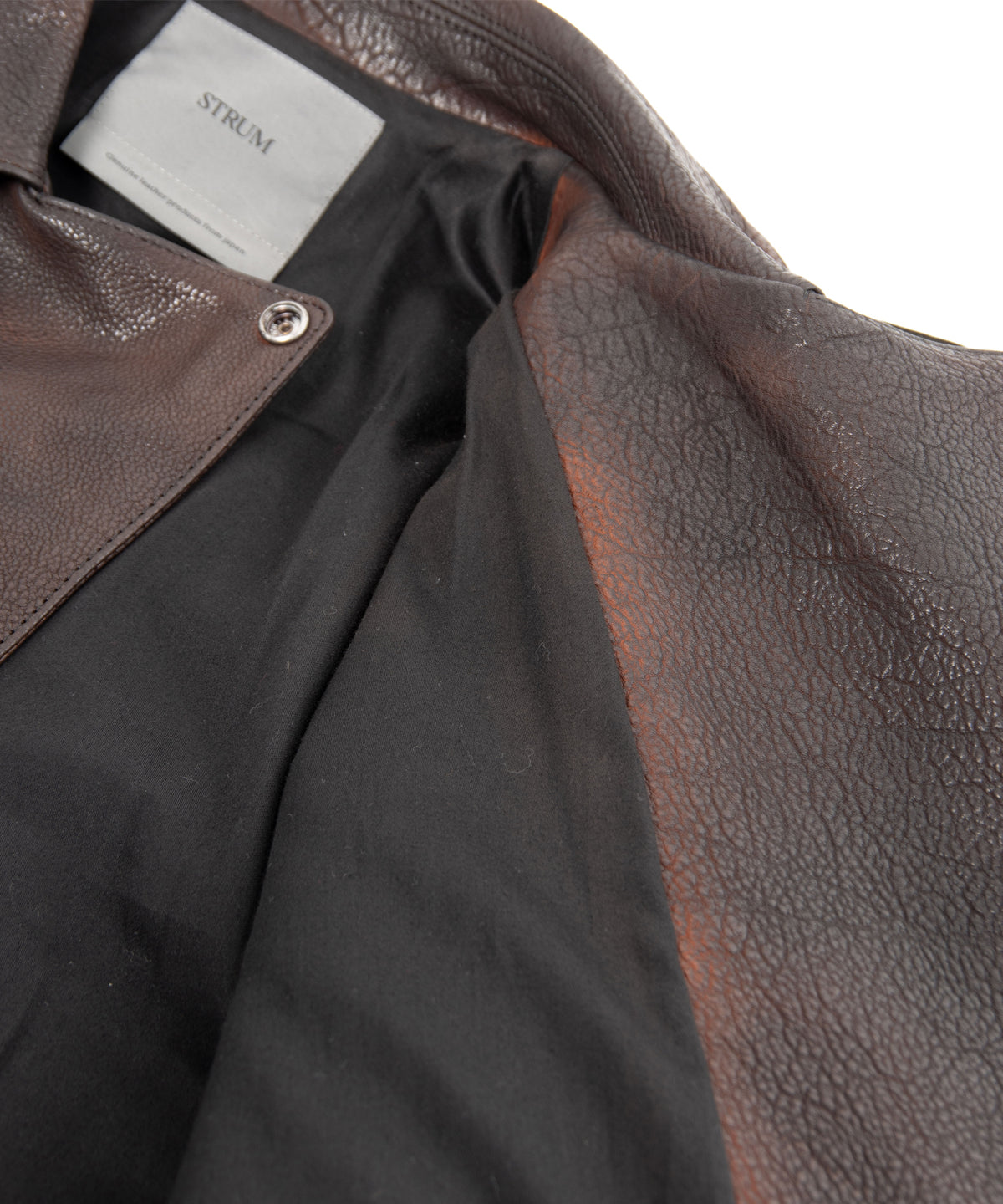 フルベジタブルタンニン鞣し イタリアン シュリンク ダブルショルダー 燃焼製品染め Burning Dyed  M.JOEY ダブルライダースジャケット - NIGHTFALL BLACK