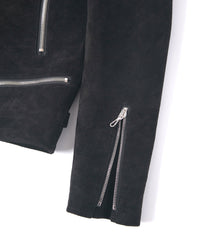 スエード ホースハイド DIVINE ダブルライダースジャケット - BLACK