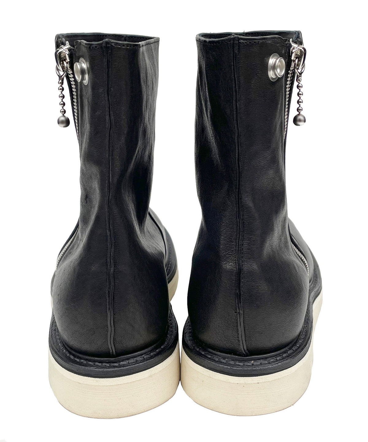 フルタンニン ピット鞣し シュリンク ホースハイド TRASH ライダース ブーツ - BLACK