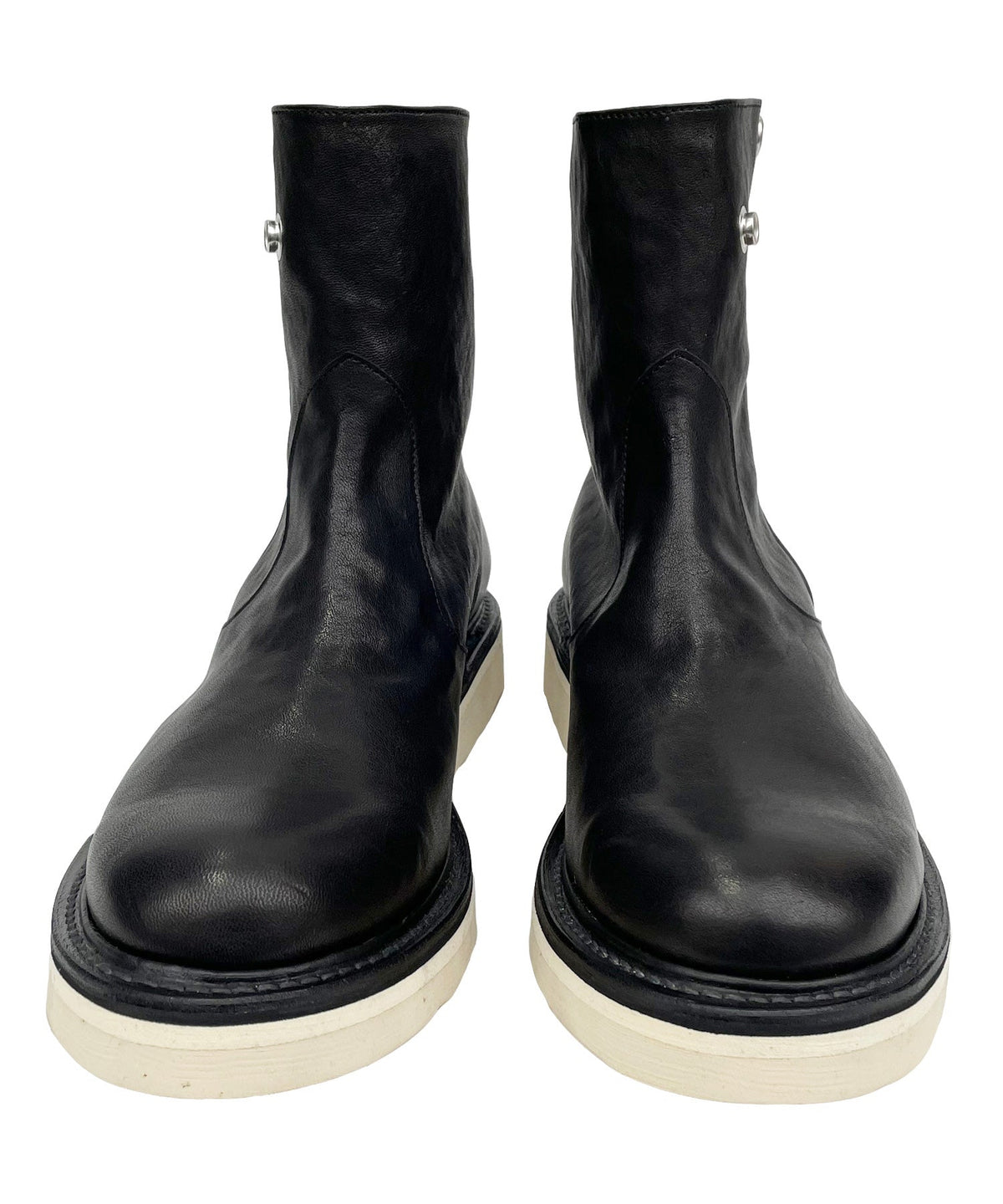 フルタンニン ピット鞣し シュリンク ホースハイド TRASH ライダース ブーツ - BLACK