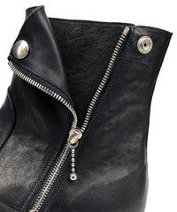 フルタンニン ピット鞣し シュリンク ホースハイド TRASH ライダース ブーツ - BLACK