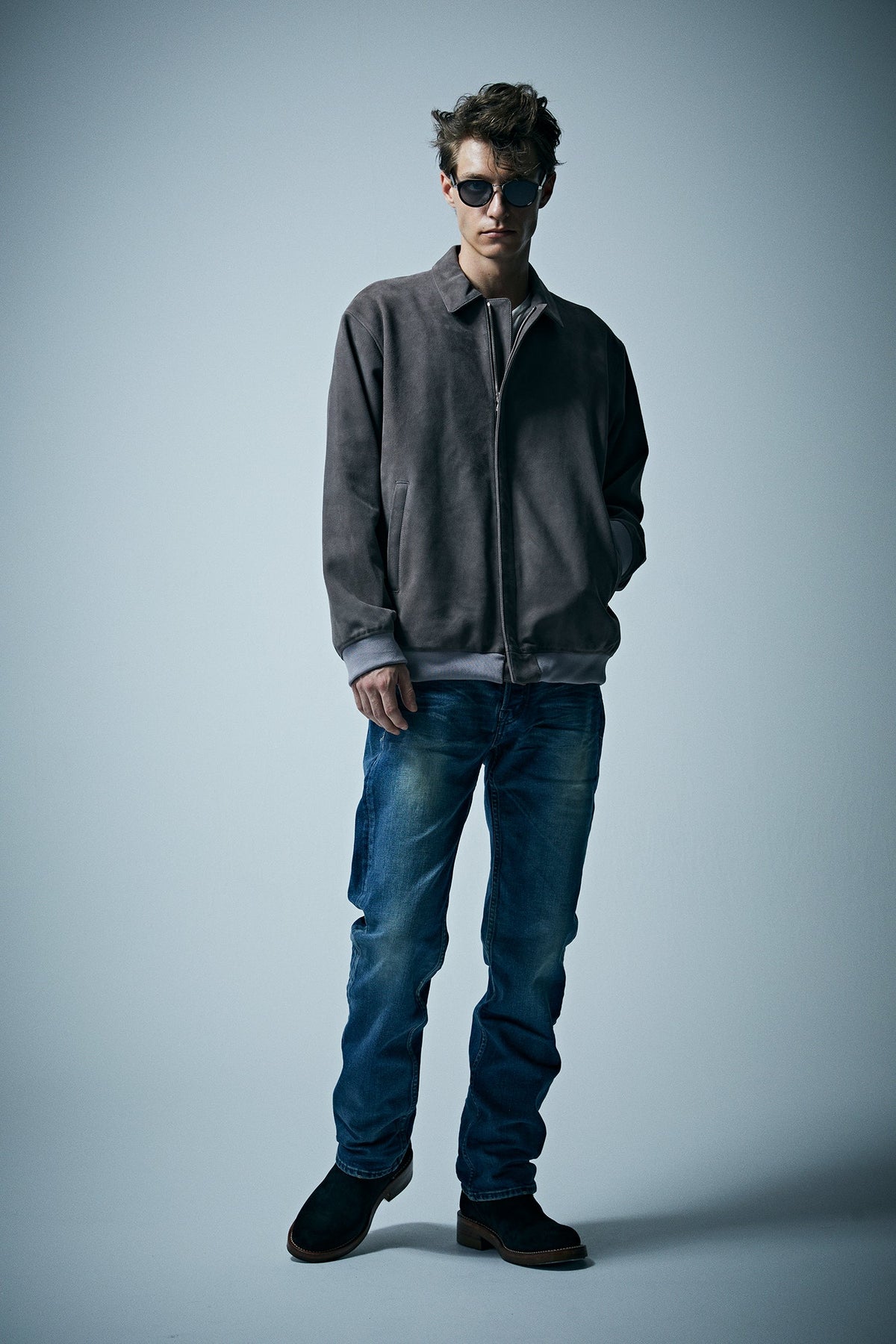 Suede Sheepskin DUKE Ribbed Blouson - GRAIGE