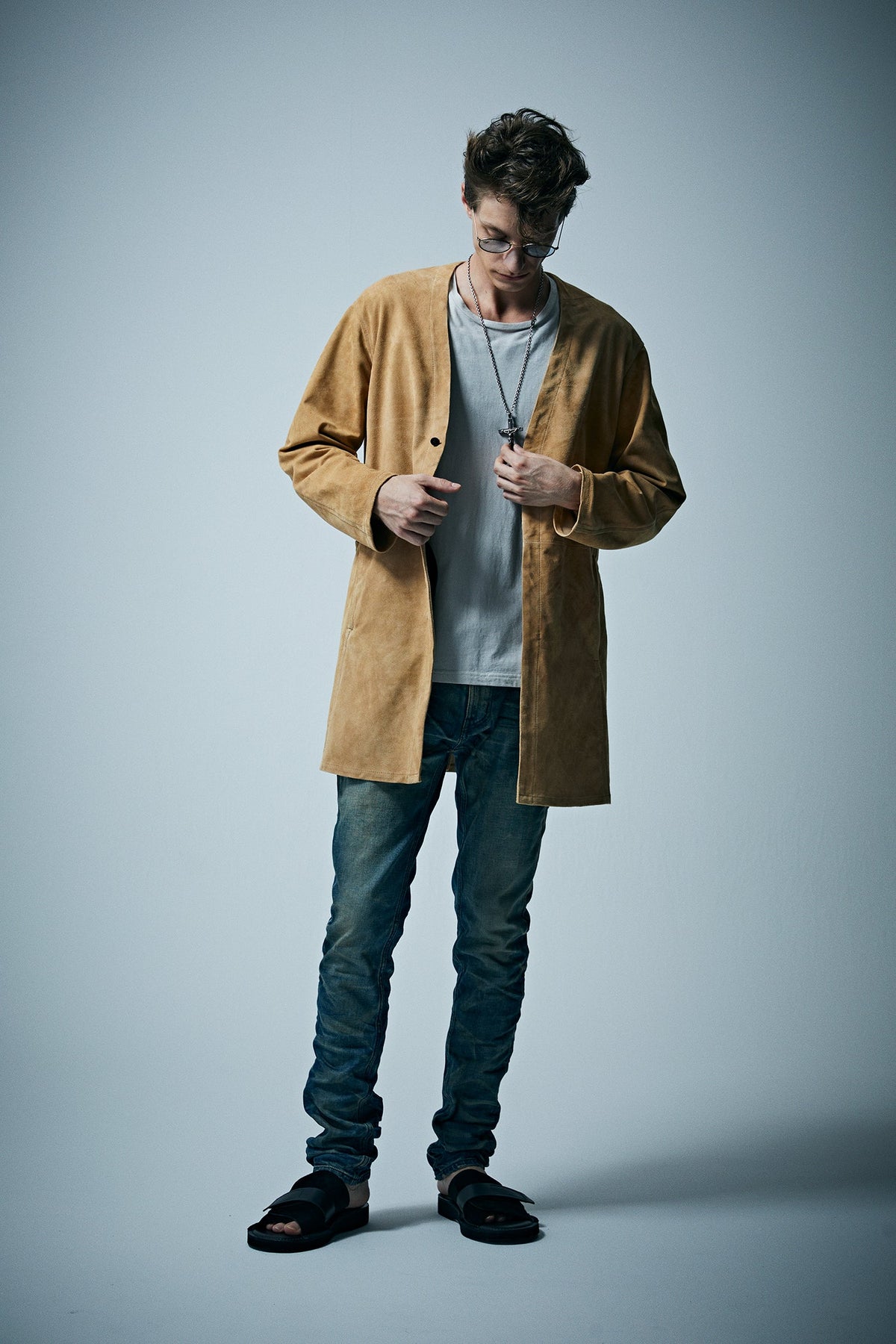 ジャパンカーフスエード ALTERNA ロングカーディガン - BEIGE