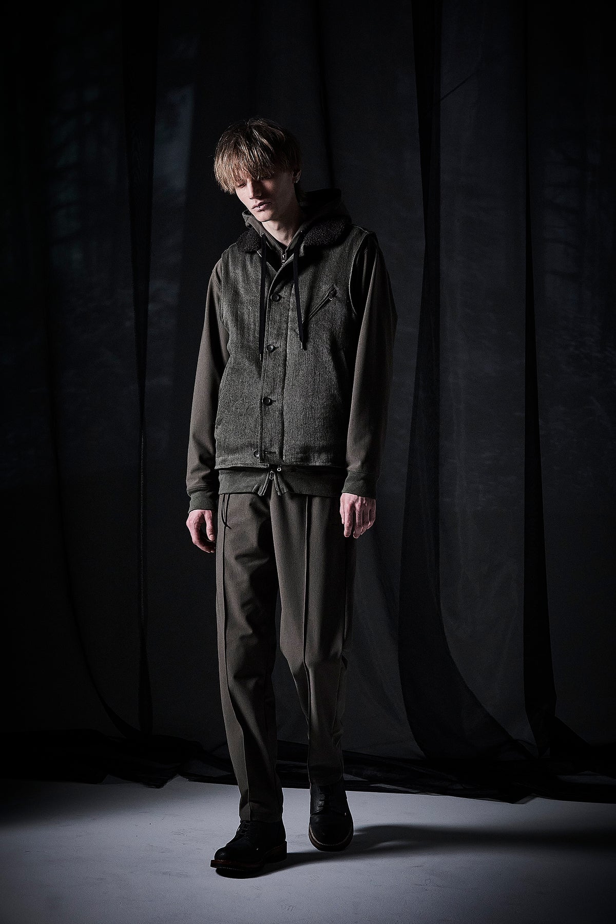 Sulfur Dyed Cotton Linen Washer Deck Vest - KHAKI