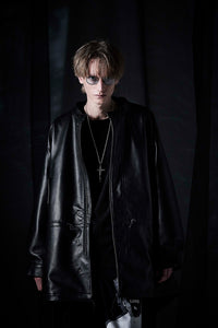 アクリル レーヨン ナイロン ストレッチ ポンチ L/S クルーネック T シャツ - BLACK