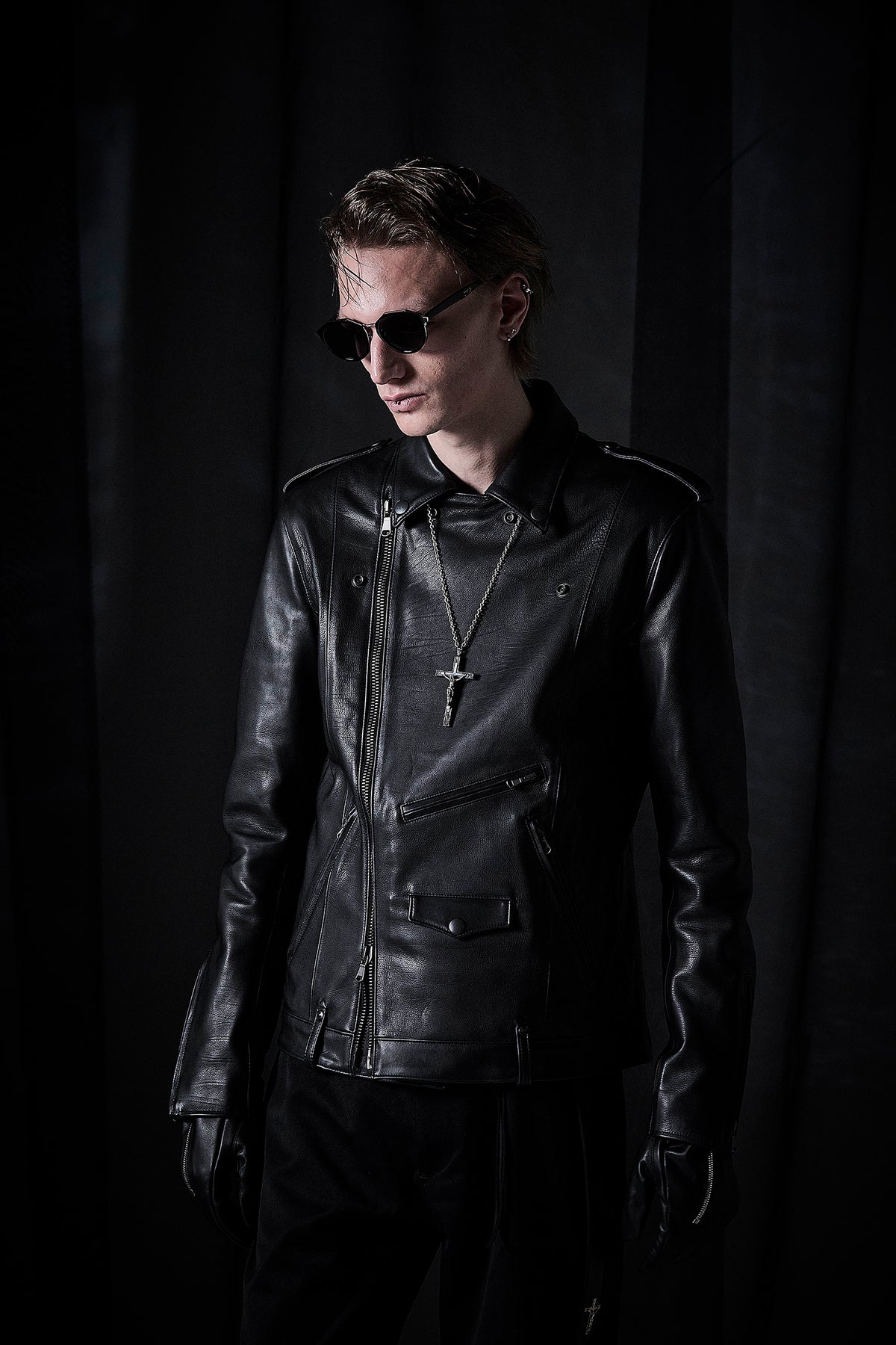 Oil Calfskin Double Riders ROM [DARK] - BLACK