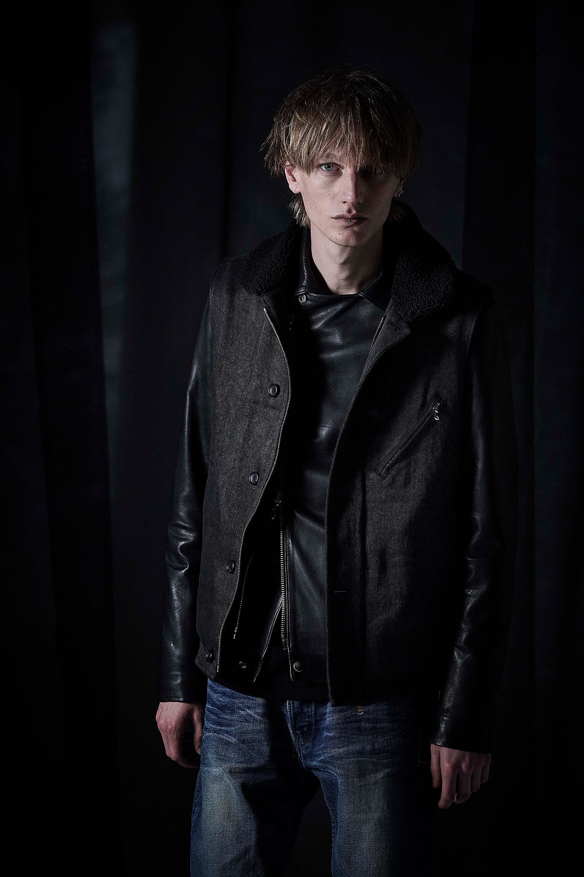 Sulfur Dyed Cotton Linen Washer Deck Vest - BLACK