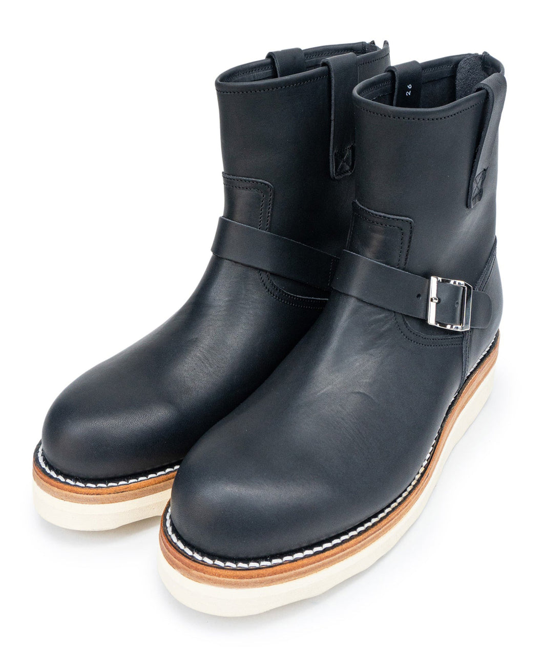 Italian Double Shoulder Short Engineer Boots MATILDA - BLACK