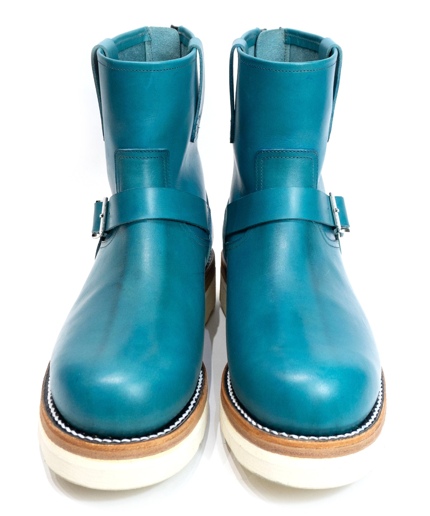 Load image into Gallery viewer, Italian Double Shoulder Short Engineer Boots MATILDA - TURQUOISE