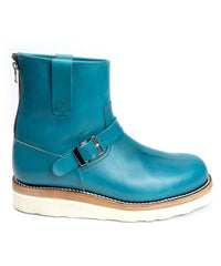 Italian Double Shoulder Short Engineer Boots MATILDA - TURQUOISE