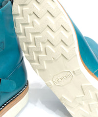 Italian Double Shoulder Short Engineer Boots MATILDA - TURQUOISE