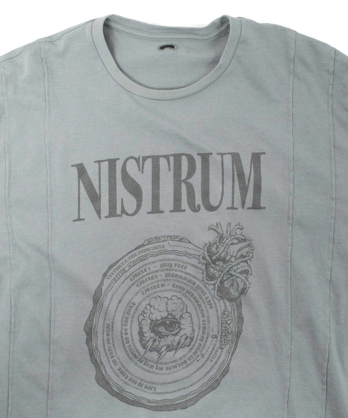 Natural Soft Cotton H/S Oversize Print Crew Neck T-shirt - SAND GREEN