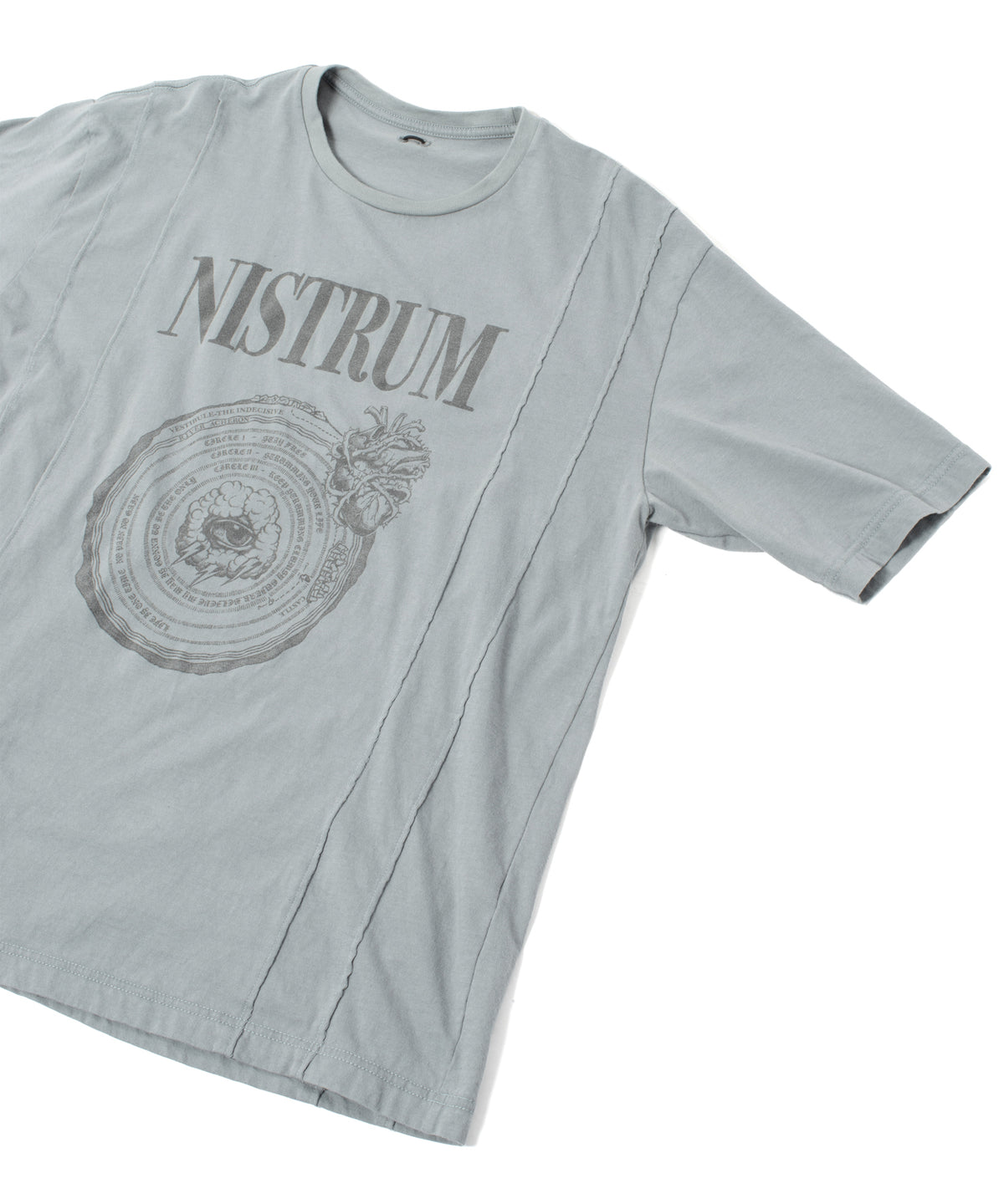 Natural Soft Cotton H/S Oversize Print Crew Neck T-shirt - SAND GREEN