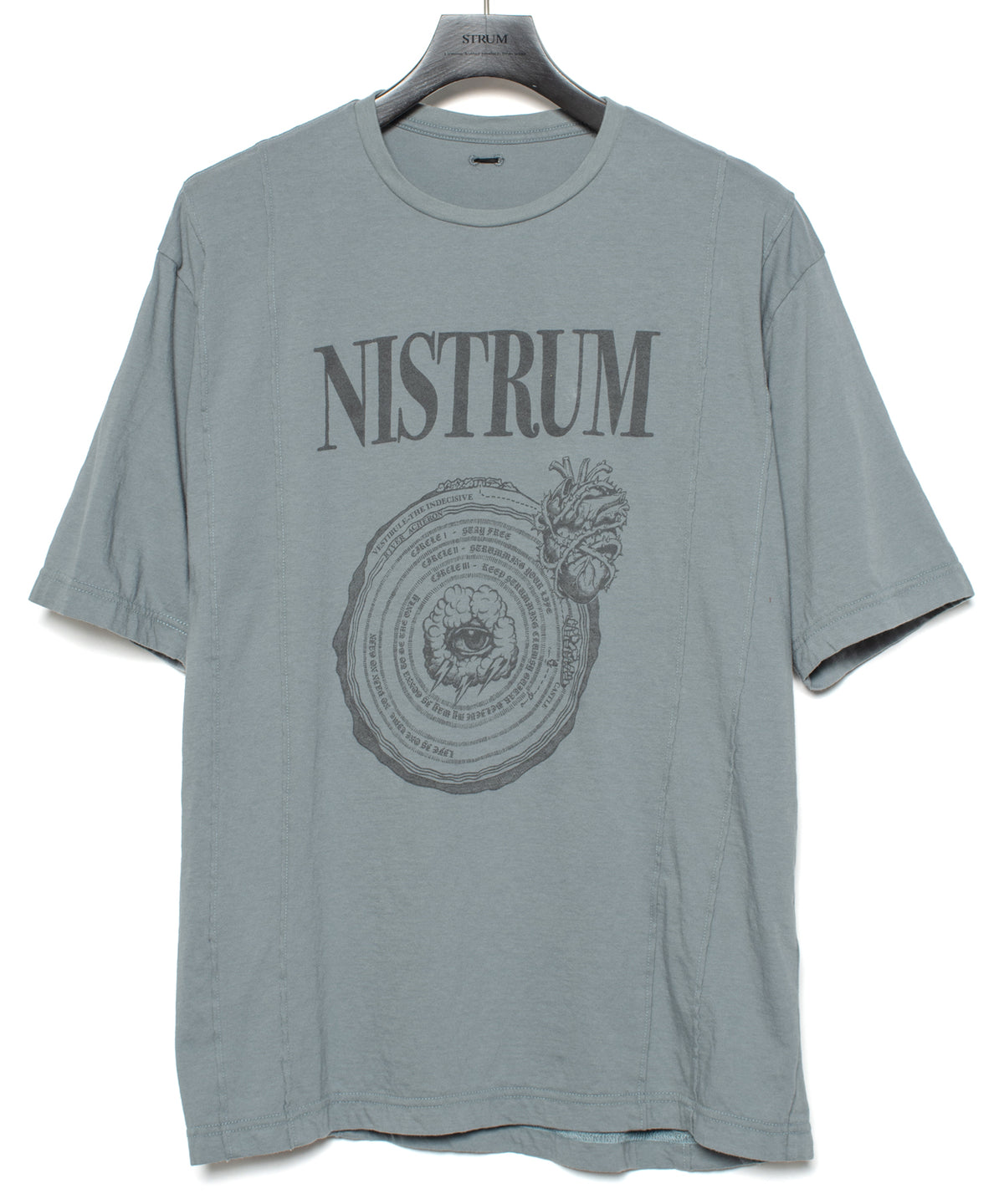 Natural Soft Cotton H/S Oversize Print Crew Neck T-shirt - SAND GREEN