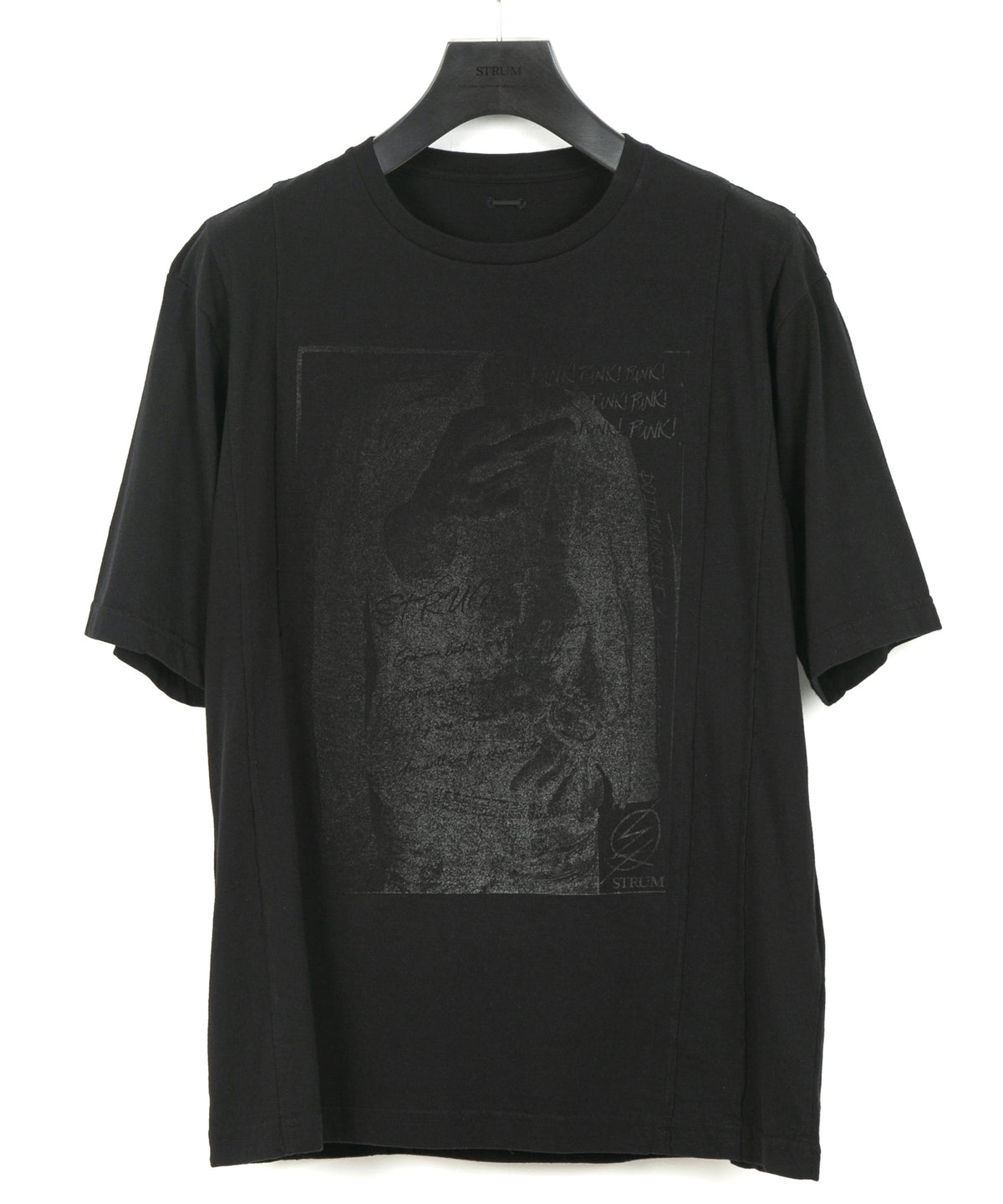 30/- Natural soft jersey "FxxK THE WORLD" wide T-shirt (oversized) - BLACK
