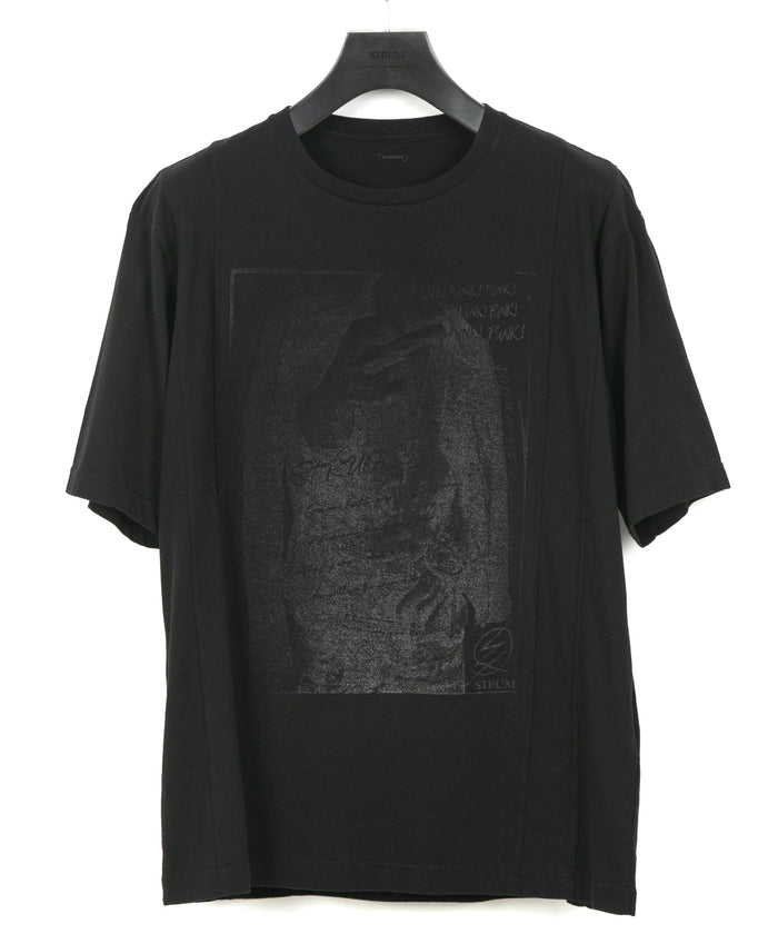 30/- ナチュラルソフト天竺『FxxK THE WORLD』ワイド Tシャツ（オーバーサイズ） - BLACK