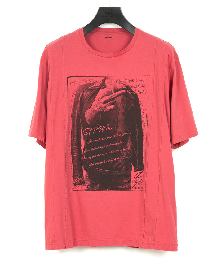30/- ナチュラルソフト天竺『FxxK THE WORLD』ワイド Tシャツ（オーバーサイズ） - RED
