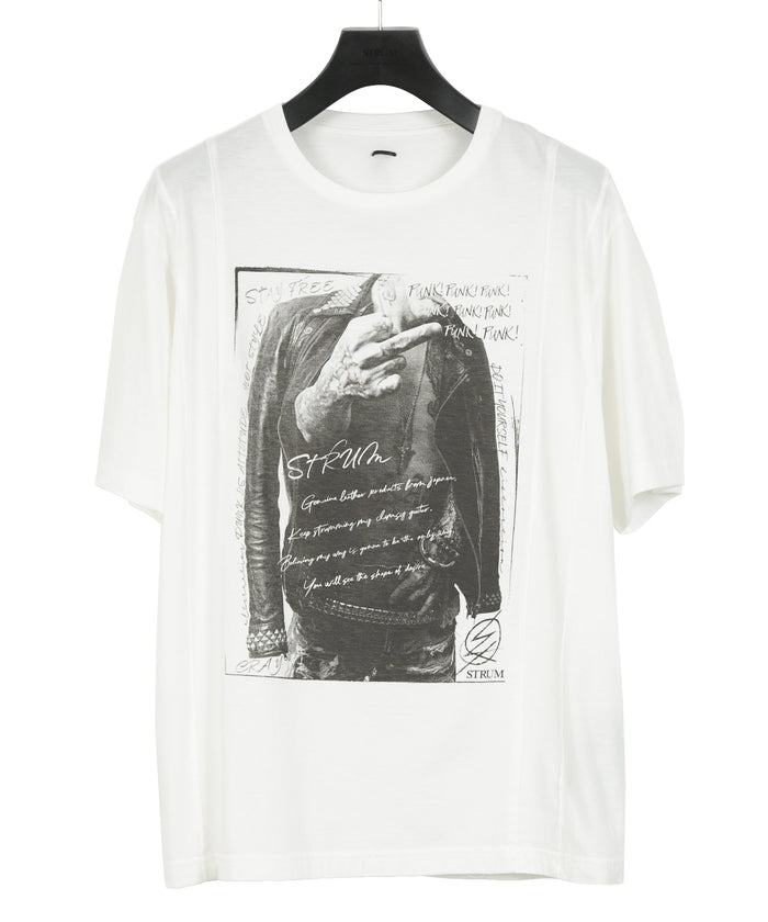 30/- ナチュラルソフト天竺『FxxK THE WORLD』ワイド Tシャツ（オーバーサイズ） - WHITE