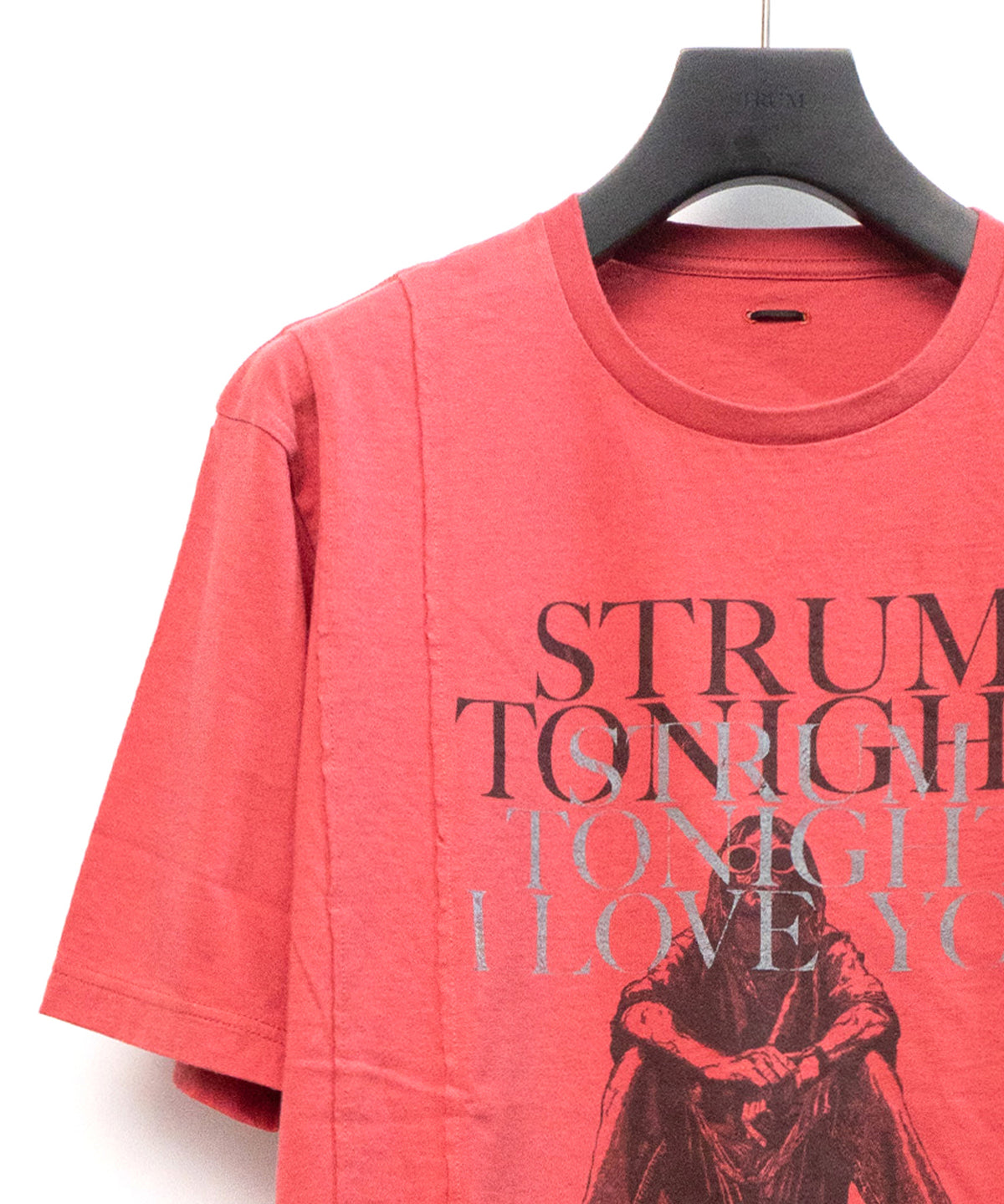 Natural Soft Cotton『I LOVE YOU 』Zombie Custom Wide T-shirt (Oversize) - RED × GRAY