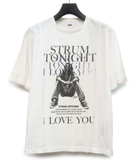 Natural Soft Cotton『I LOVE YOU 』Zombie Custom Wide T-shirt (Oversize) - WHITE x NAVY